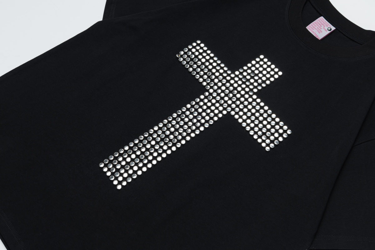 Cross Patch Beads Short Sleeve T-Shirt