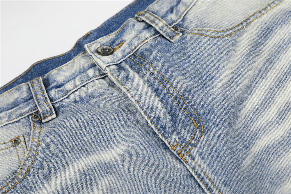 Distressed Camouflage Wide-Leg Jeans