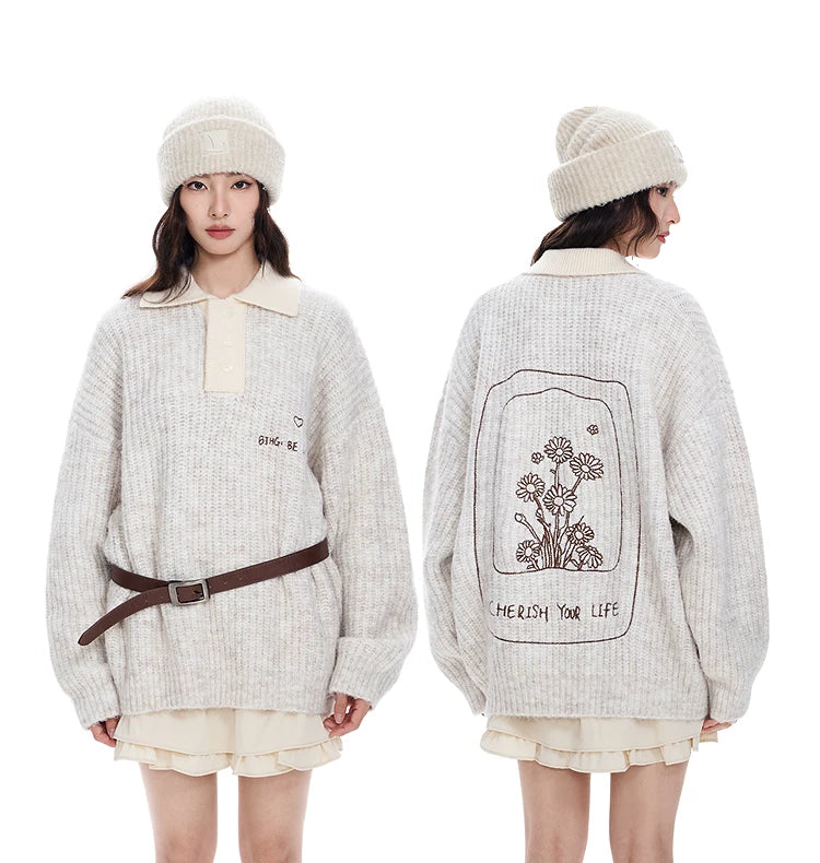 Pullover Polo Knit Sweater