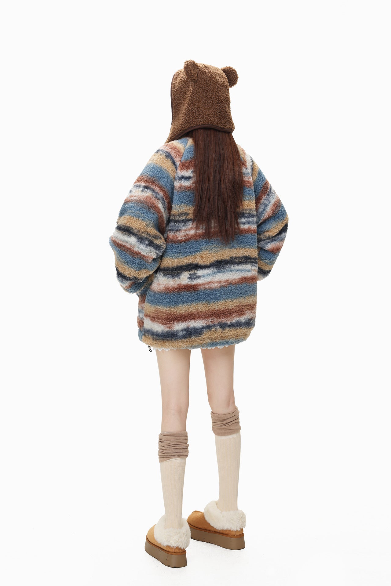 Gestreifte Sherpa Mehrfarbige Jacke
