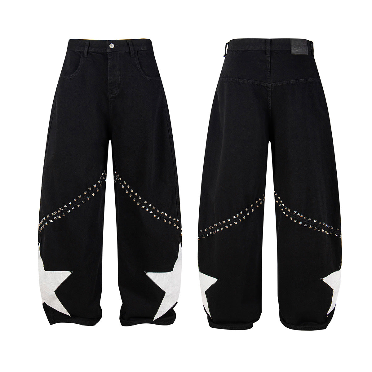 Star Studs Wide Leg Denim Jeans
