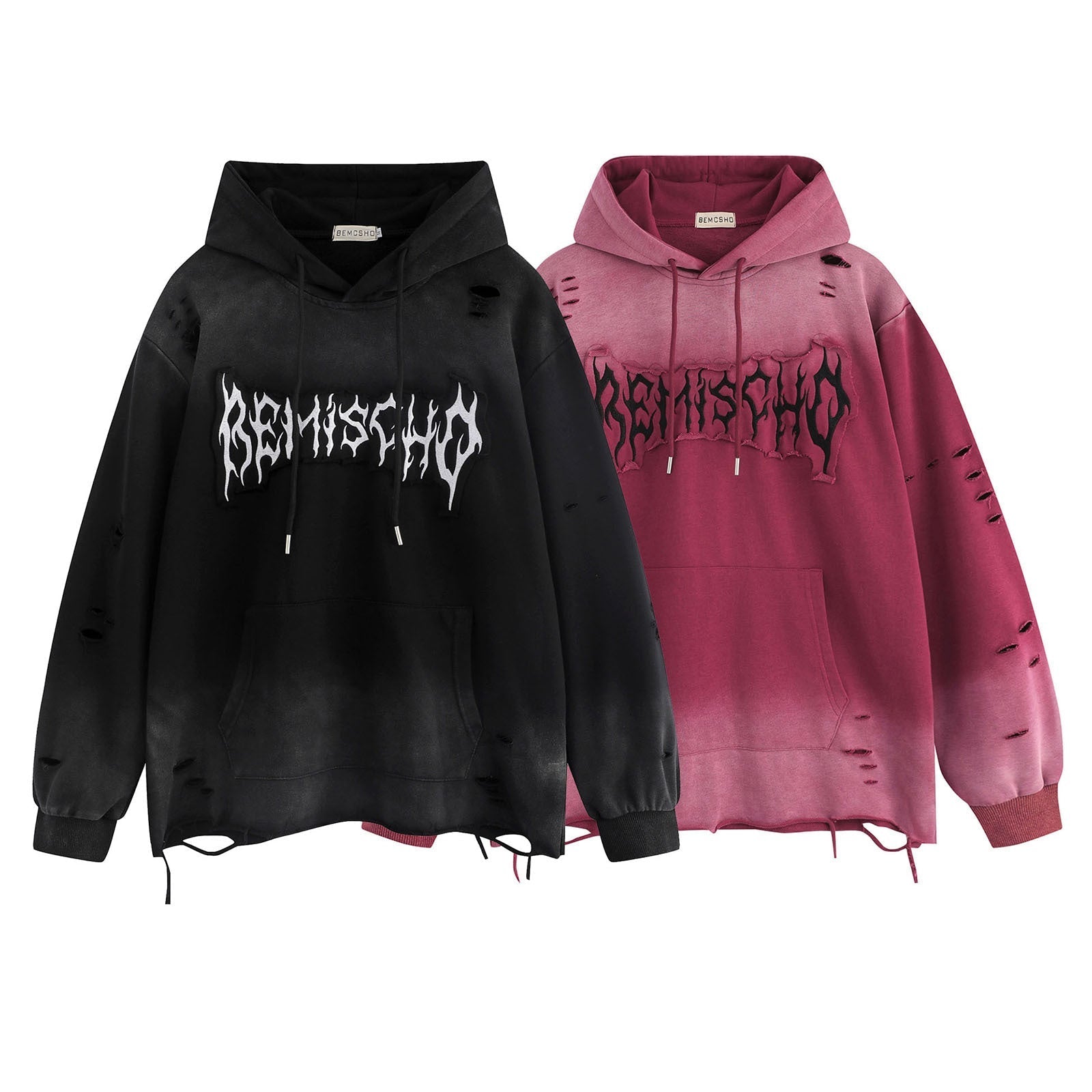 Felpa oversize con cappuccio patchwork lavata