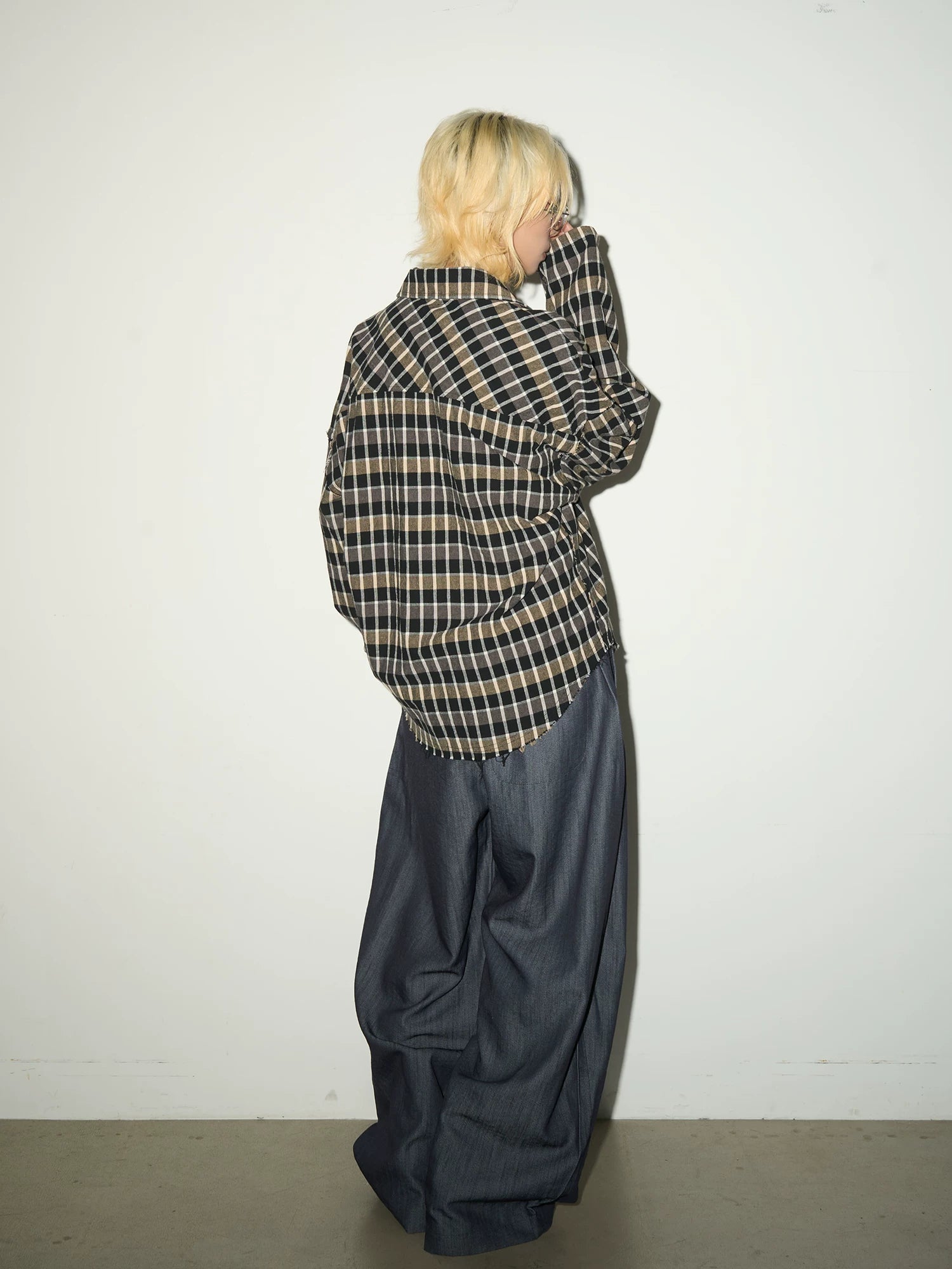 Pleats Elastic Waist Wide Leg Trousers