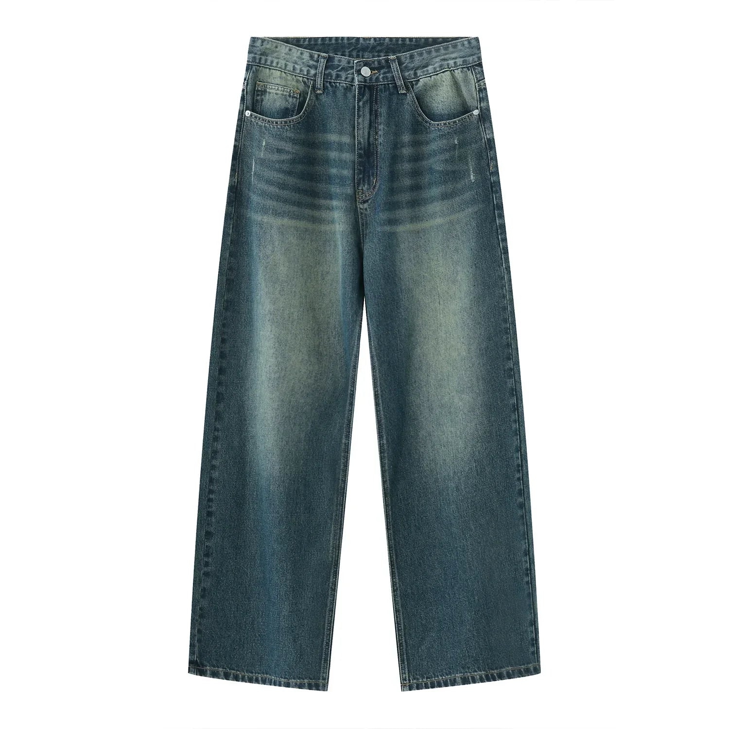 Wash Denim Jacket & Wide-Leg Straight Denim Jeans Setup