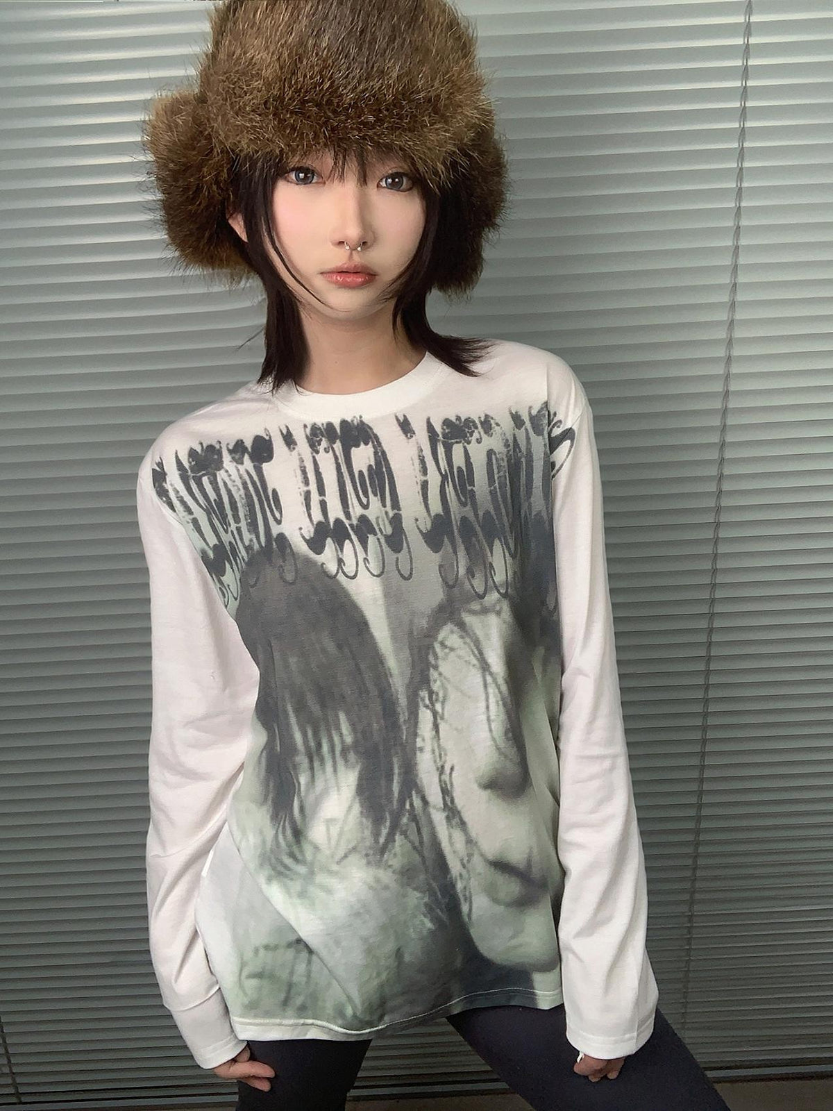 Gothic Print Long Sleeve T-Shirt