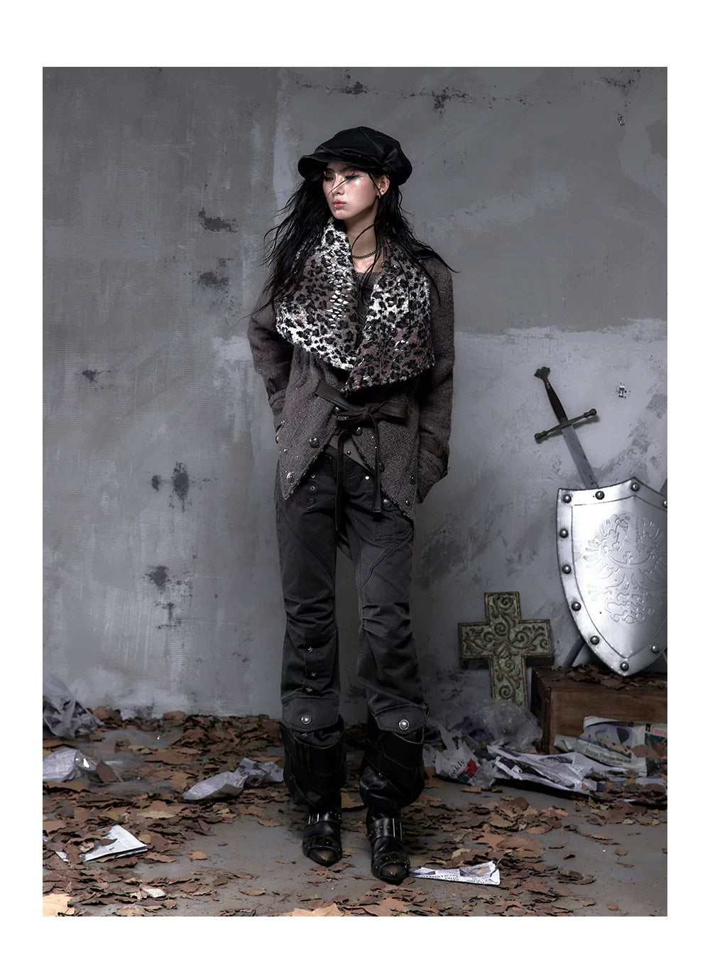 Wrinkle Washed Flare Suede Pants