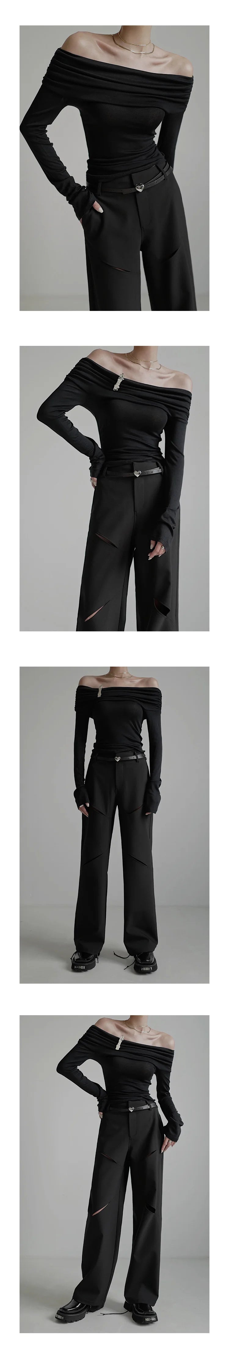 Off Shoulder Long Sleeve Knit Top