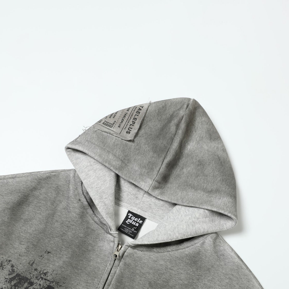 Gradient Washed Stain Dye Zipper Hoodie