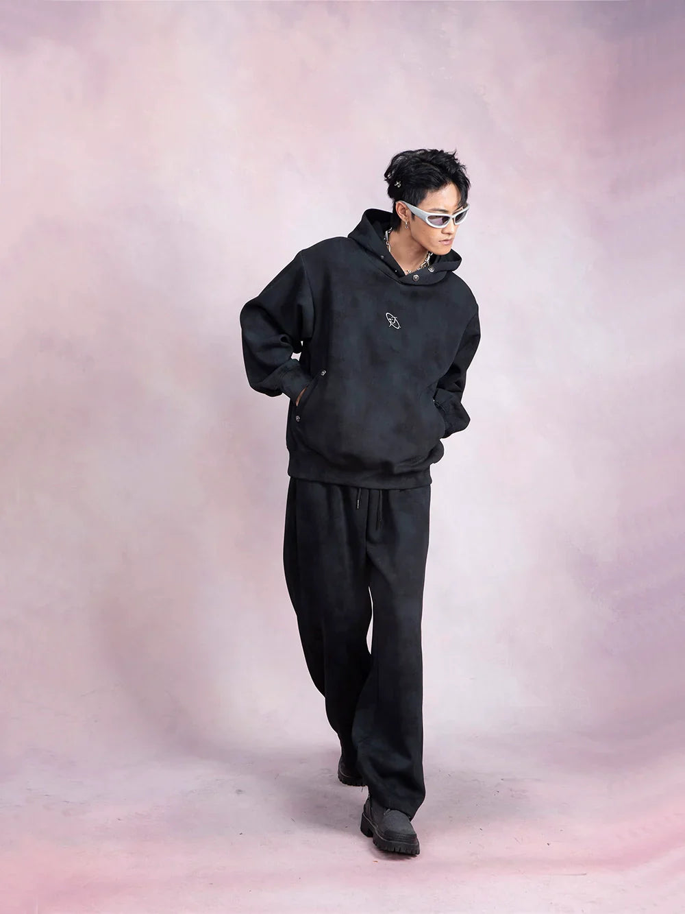 Tie-Dye Pullover Hoodie & Wide-Leg Straight Sweatpants Setup