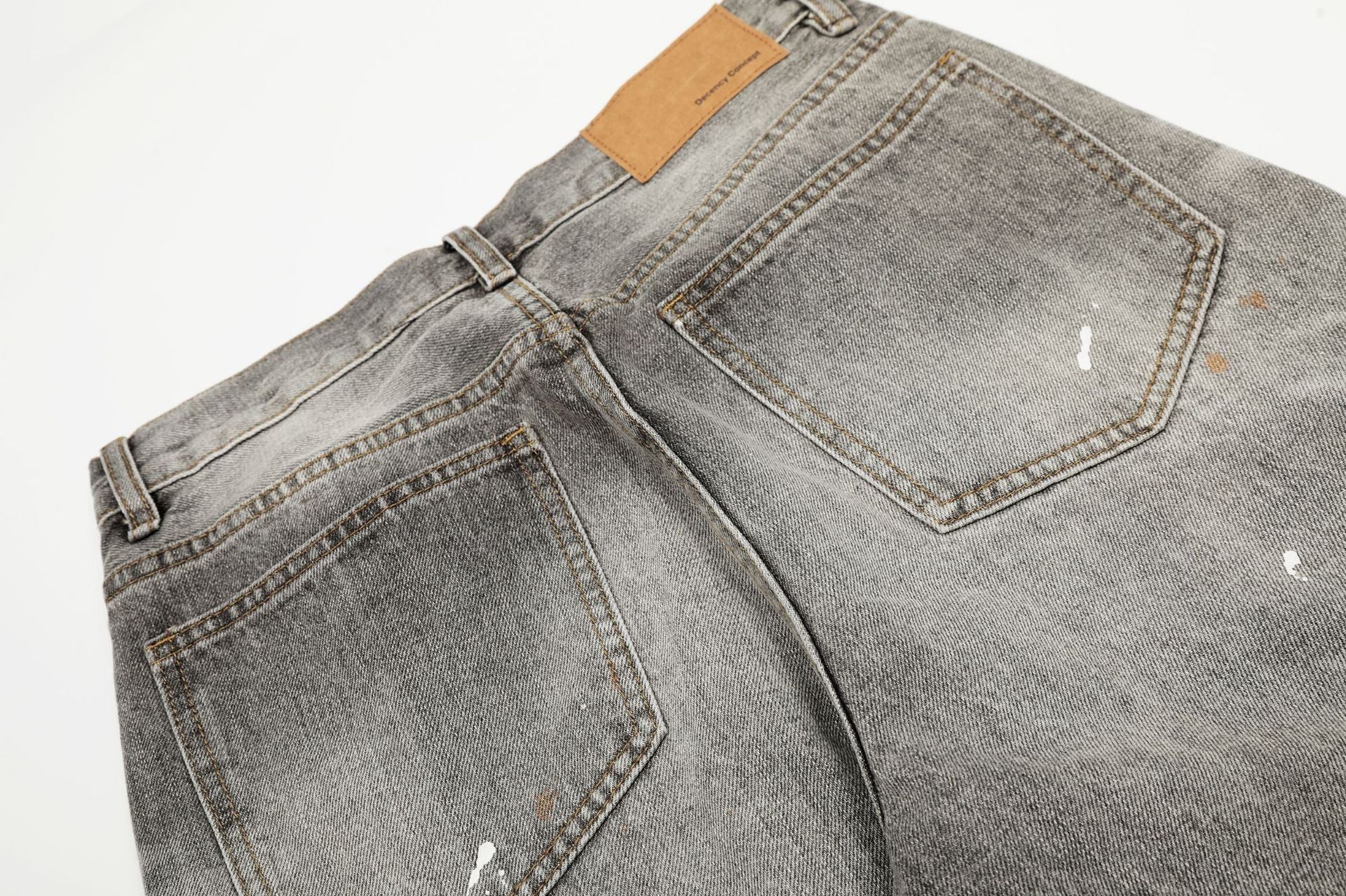Dirty Washed Paint Wide Leg Denim Jeans