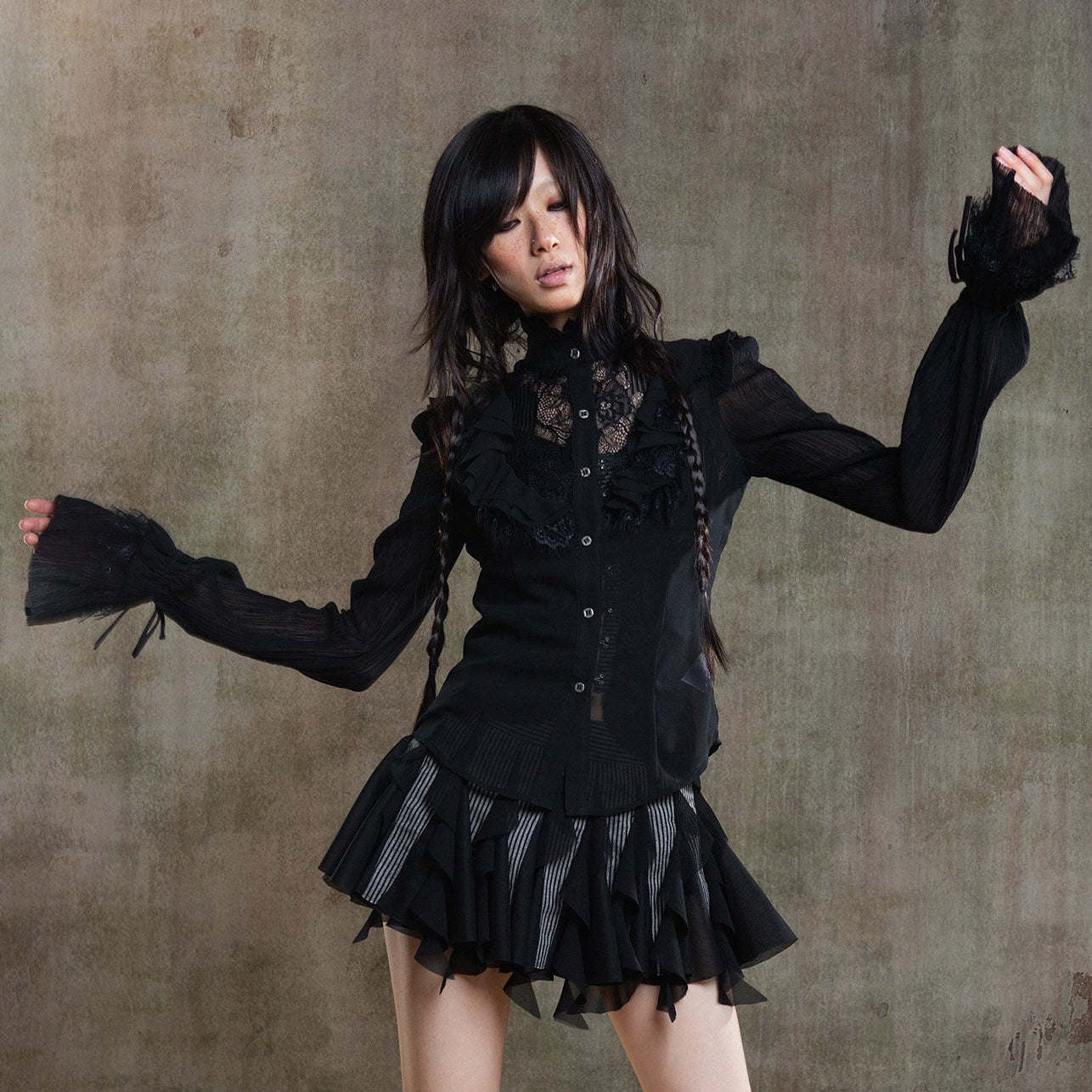 Sheer Chiffon Gothic Court Style Blouse