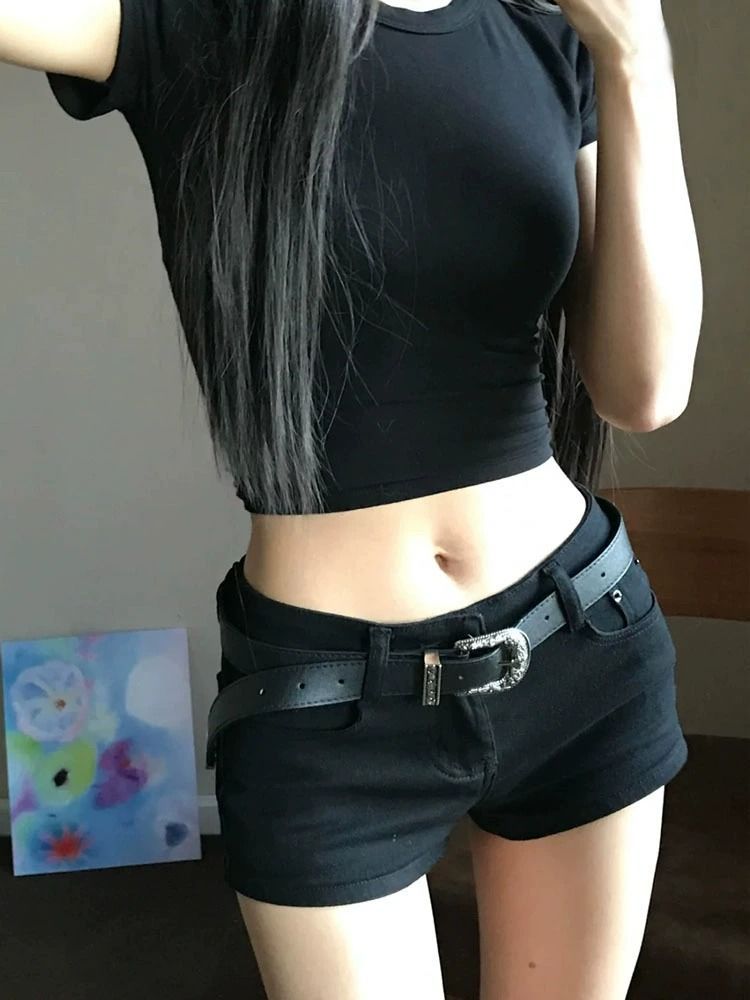 Halloween Costume Black Denim Shorts