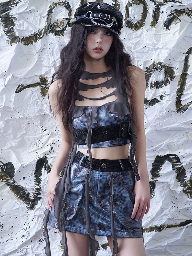 Cut-Out PU Leather Vest