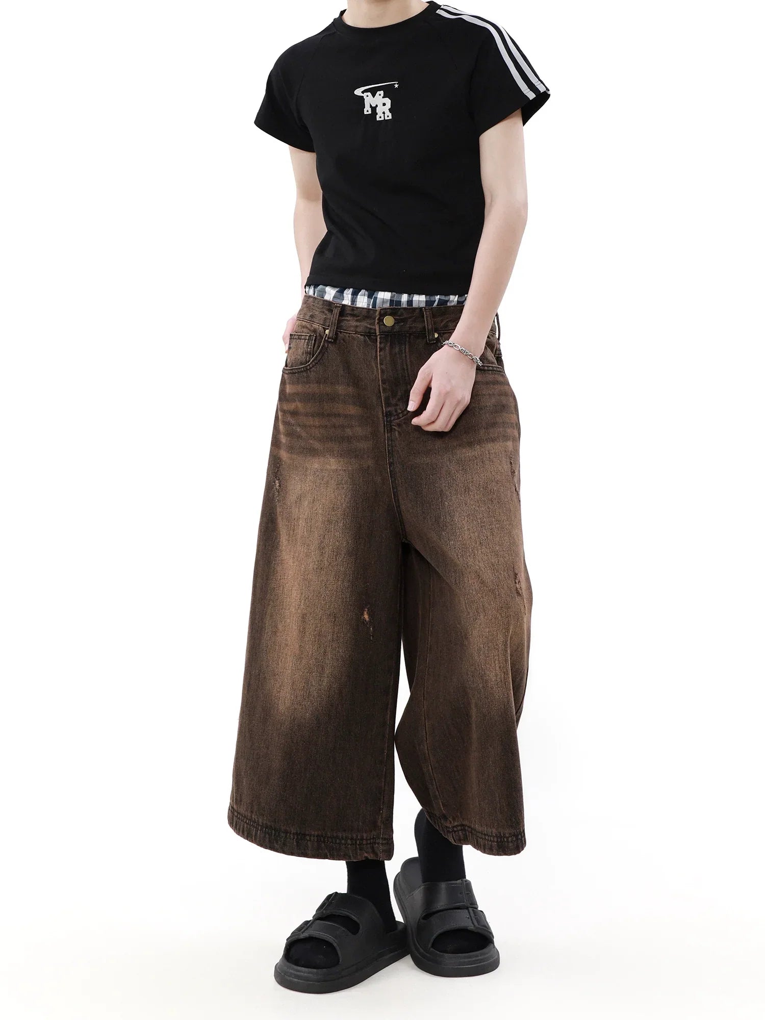 Ankle-length Wide Leg Denim Jeans