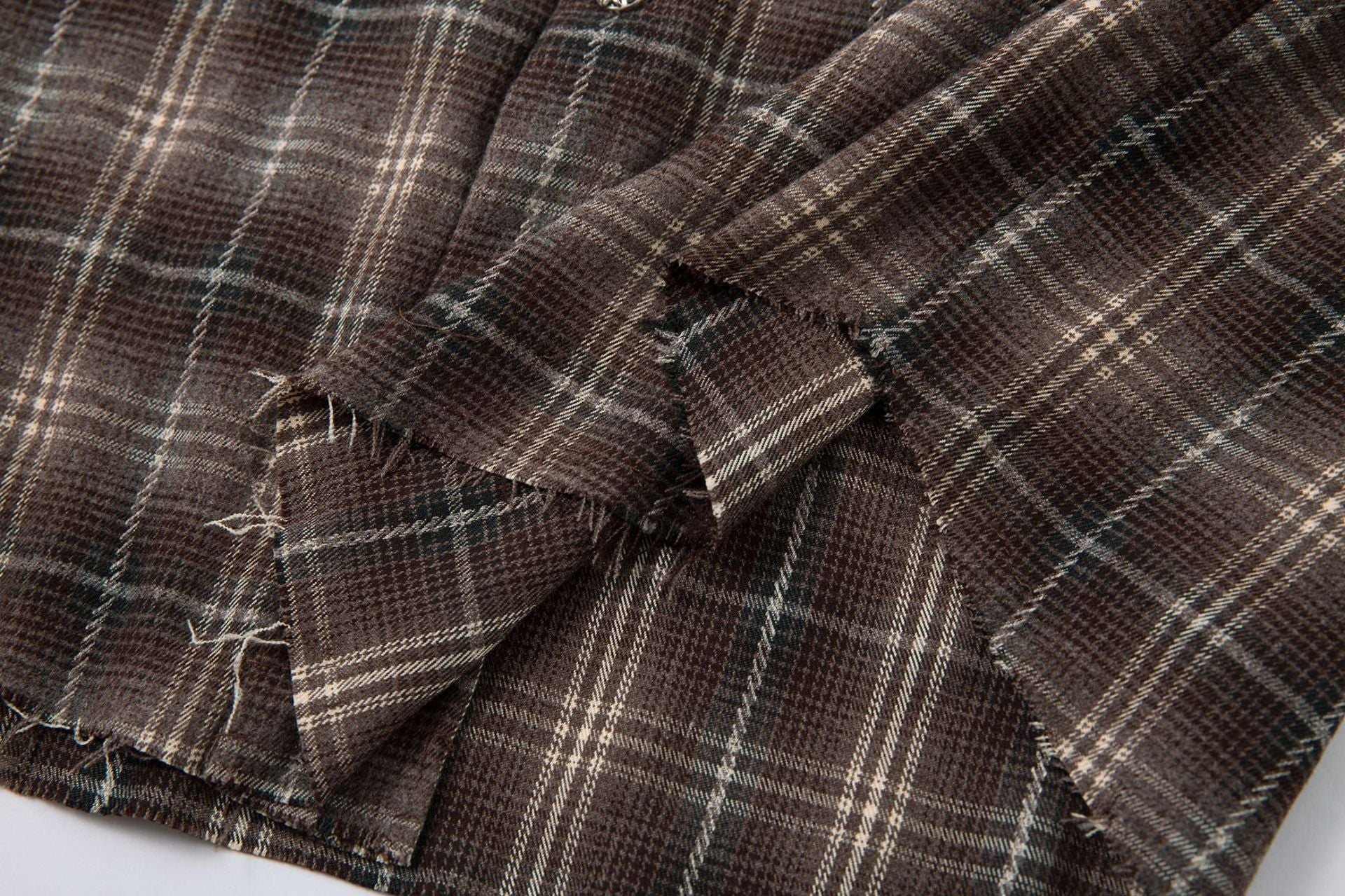 Plaid Letter Embroidery Fake Layered Long Sleeve Shirt