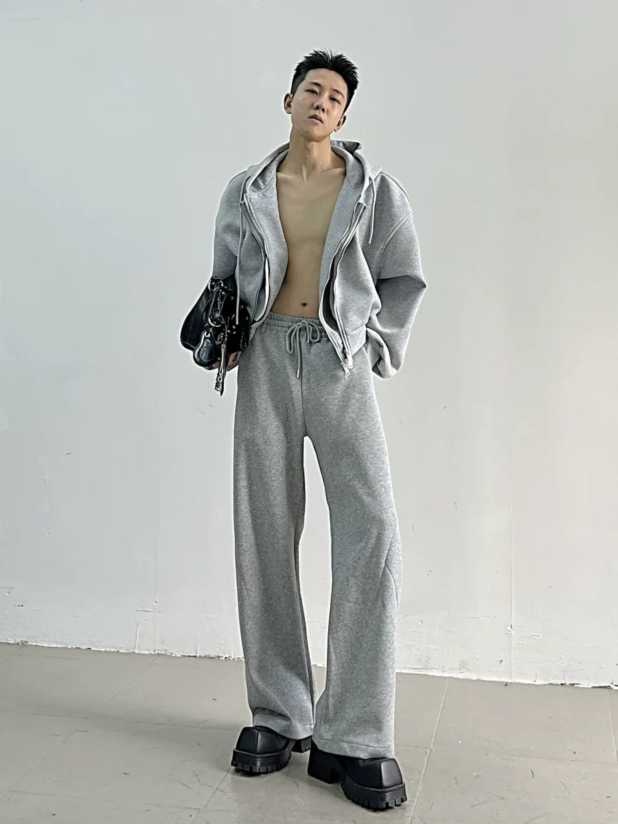 Double-Zipper Hoodie & Straight-Leg Sweat Pants Setup
