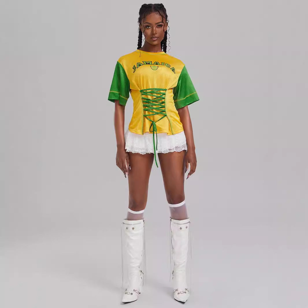 Maillot imprimé Jamica jaune Y2K