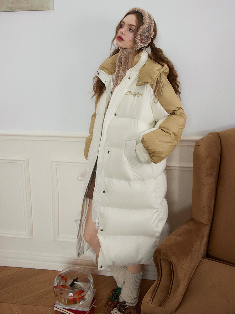 Stand Neck Long White Duck Down Coat