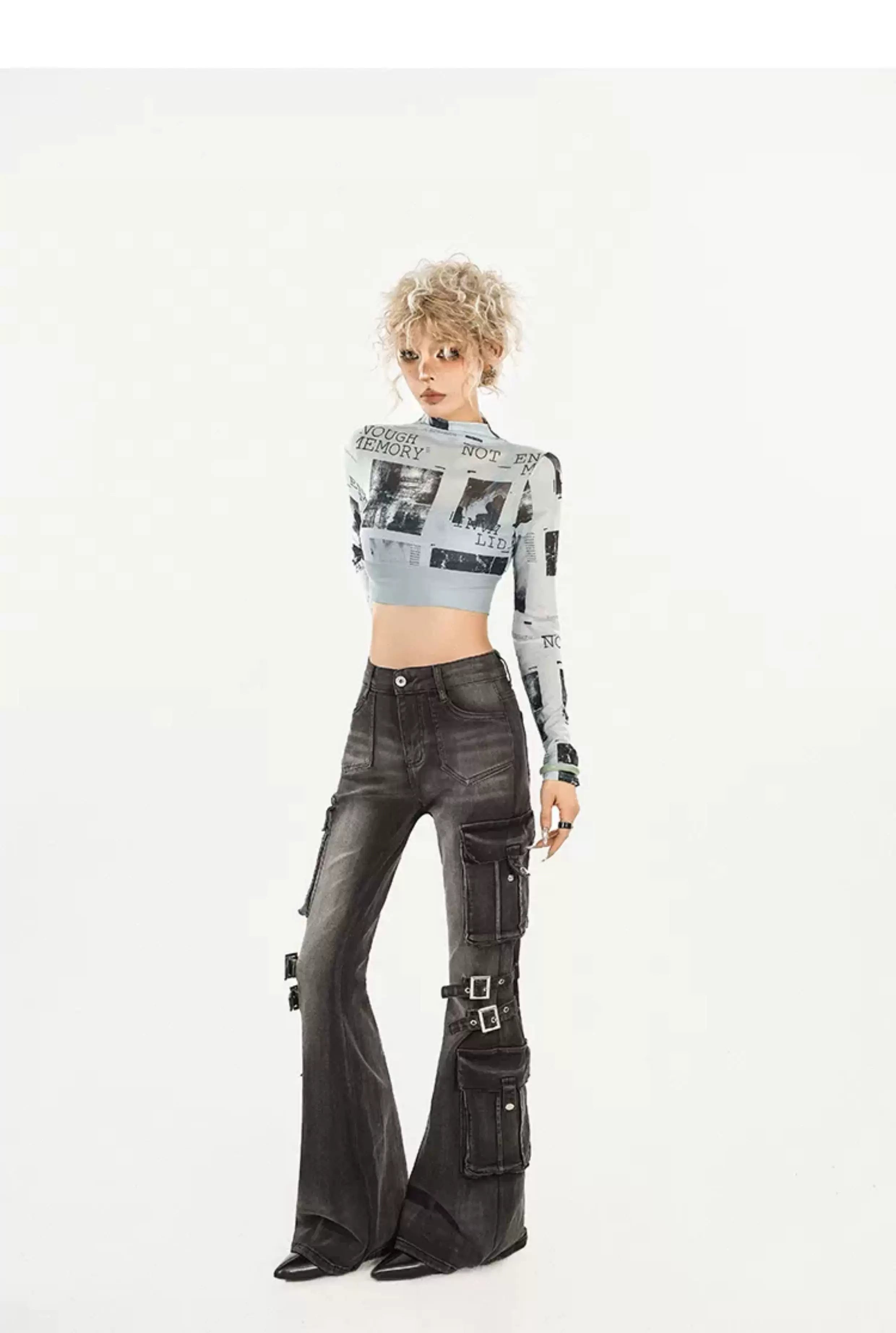 Utility Heavy Craft Slimming Flare Cargo Denim Jeans
