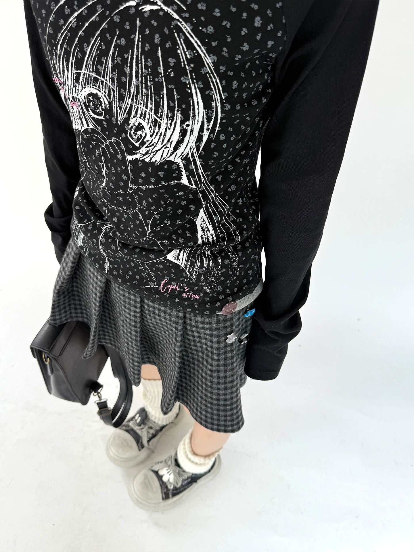 Graphic Speckled Print Long Sleeve T-Shirt