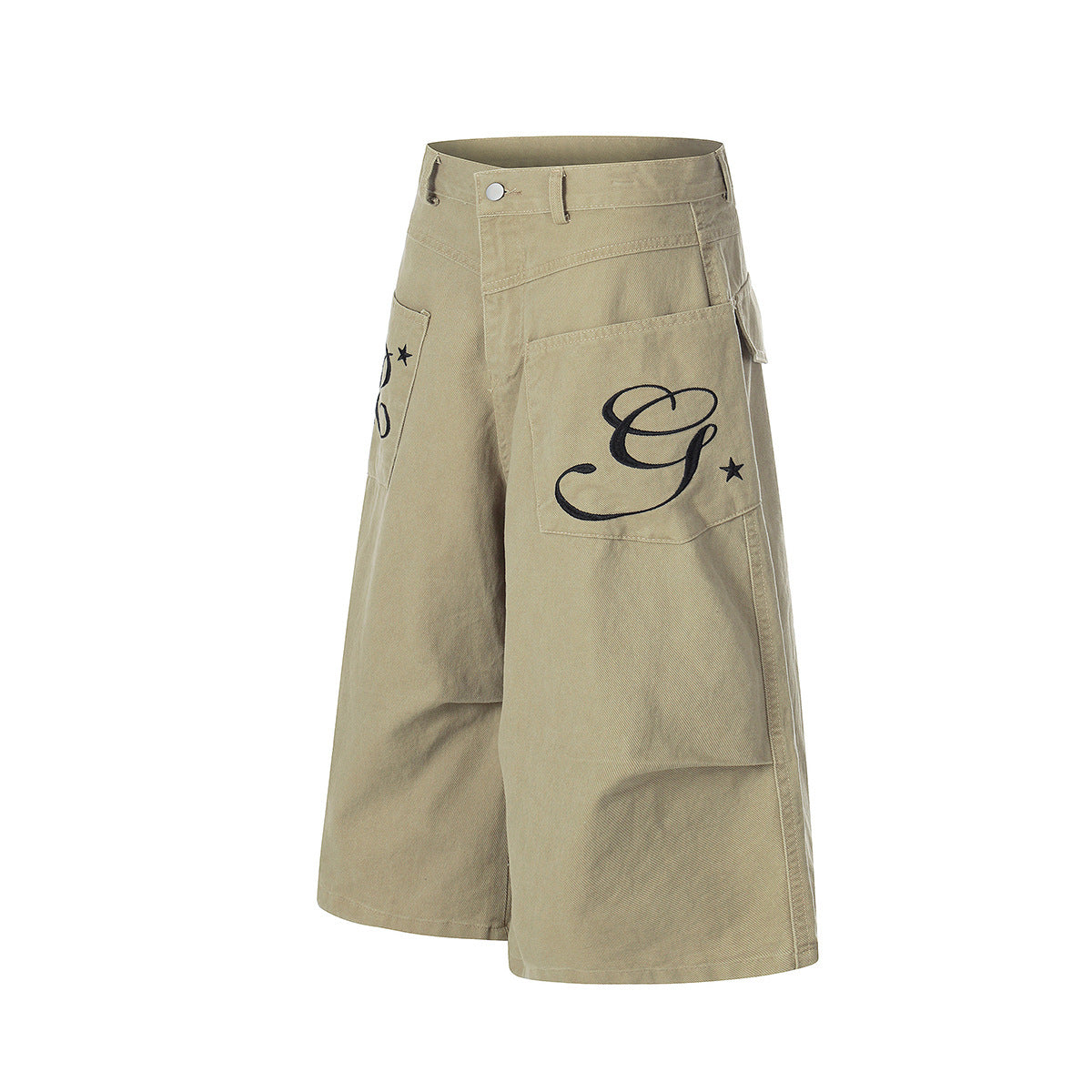 Washed Embroidery Wide Leg Jort