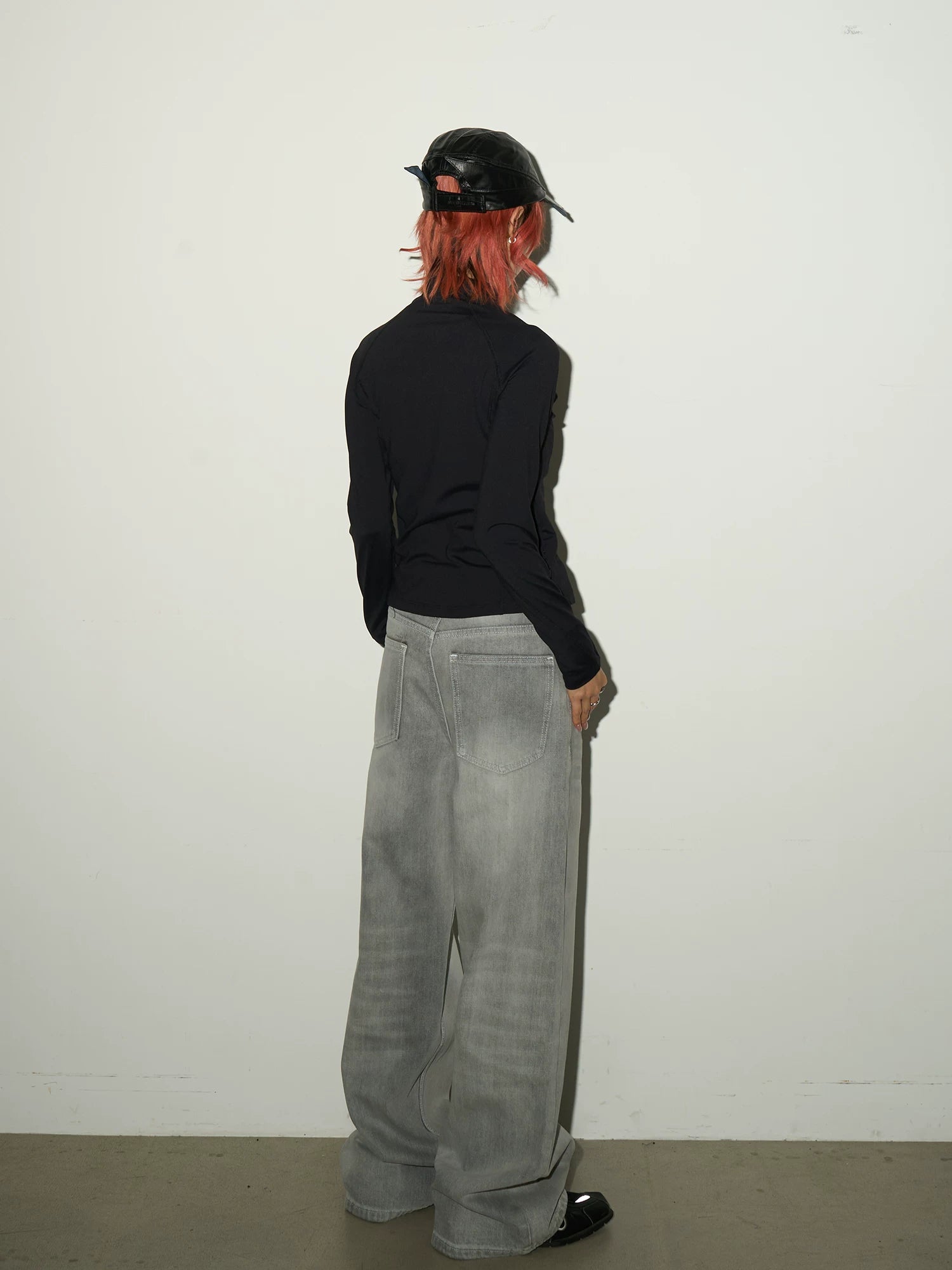 Washed Wide Leg Denim Jeans