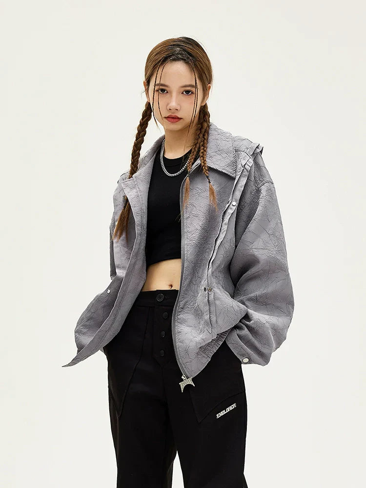 Embossed Polo Zipper Jacket