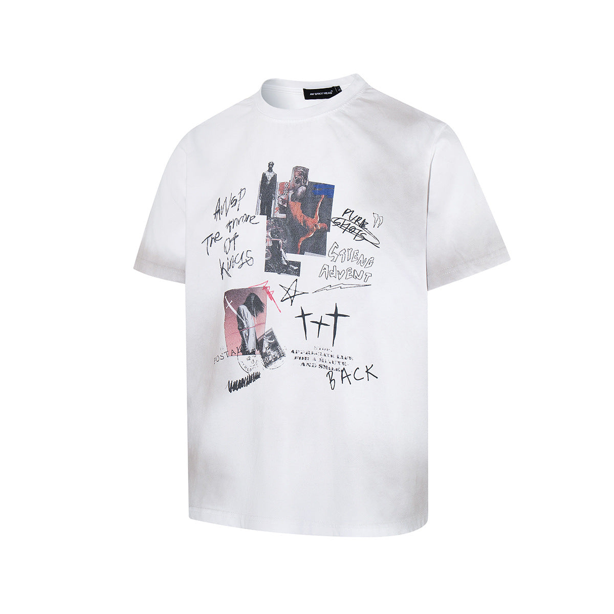 Washed Handwriting Print Short Sleeve T-Shirt