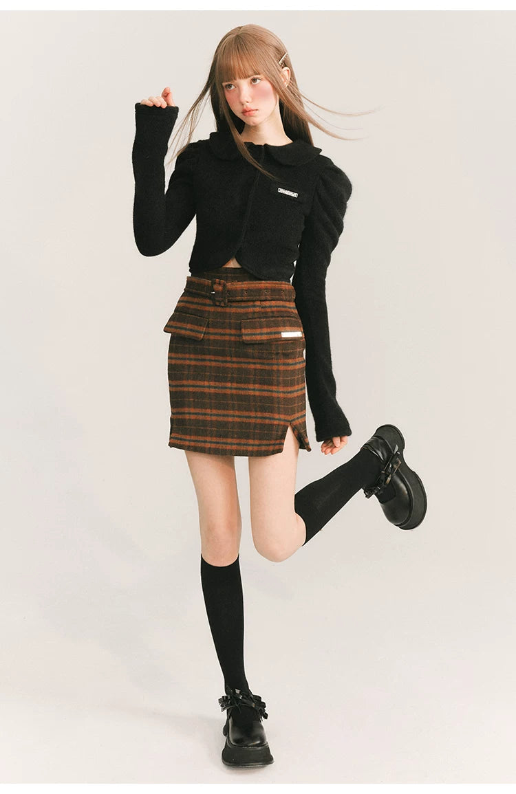 Cropped Round Collar Button Jacket