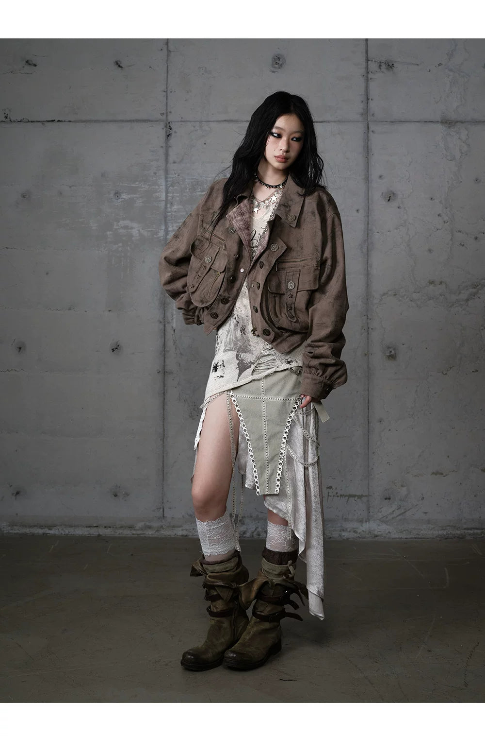 Patchwork Plaid Punk Work Jacket