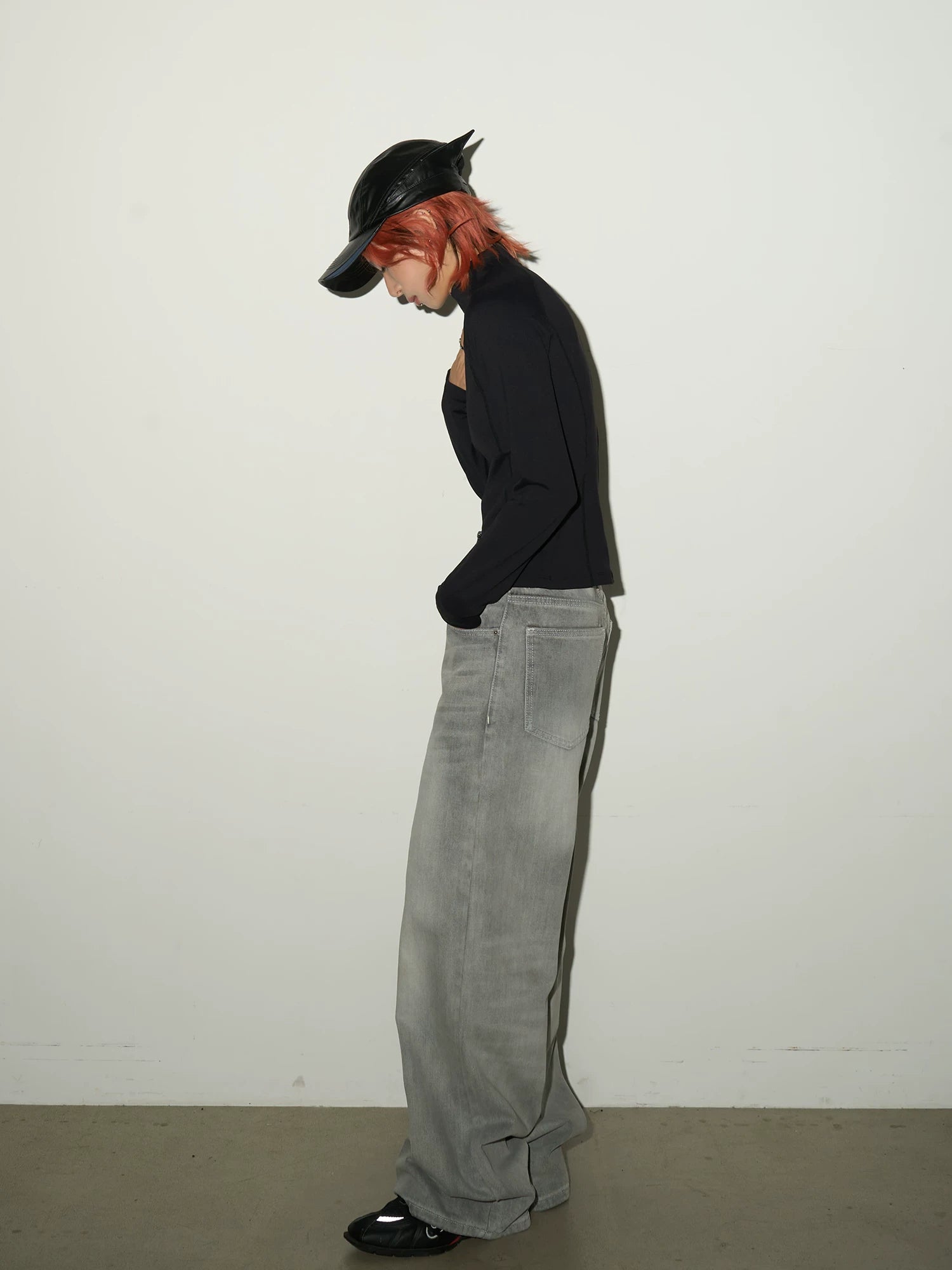 Washed Wide Leg Denim Jeans