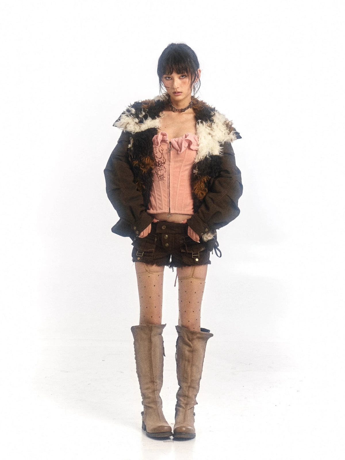 Animal Design Thick Sherpa Oversize Jacket