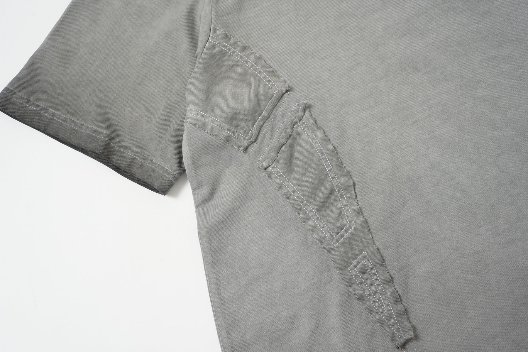 Utility Patchwork Washed Damage Short Sleeve T-Shirt