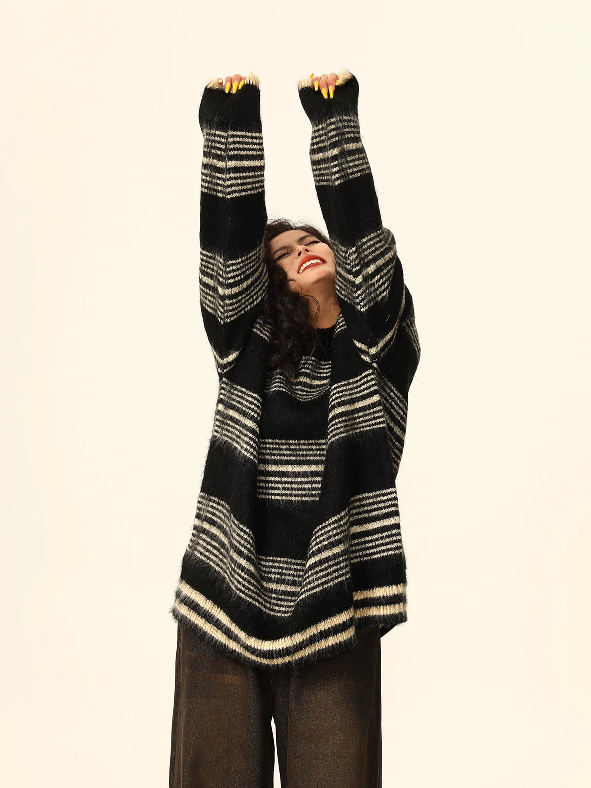 Oversized Striped Knit Sweater