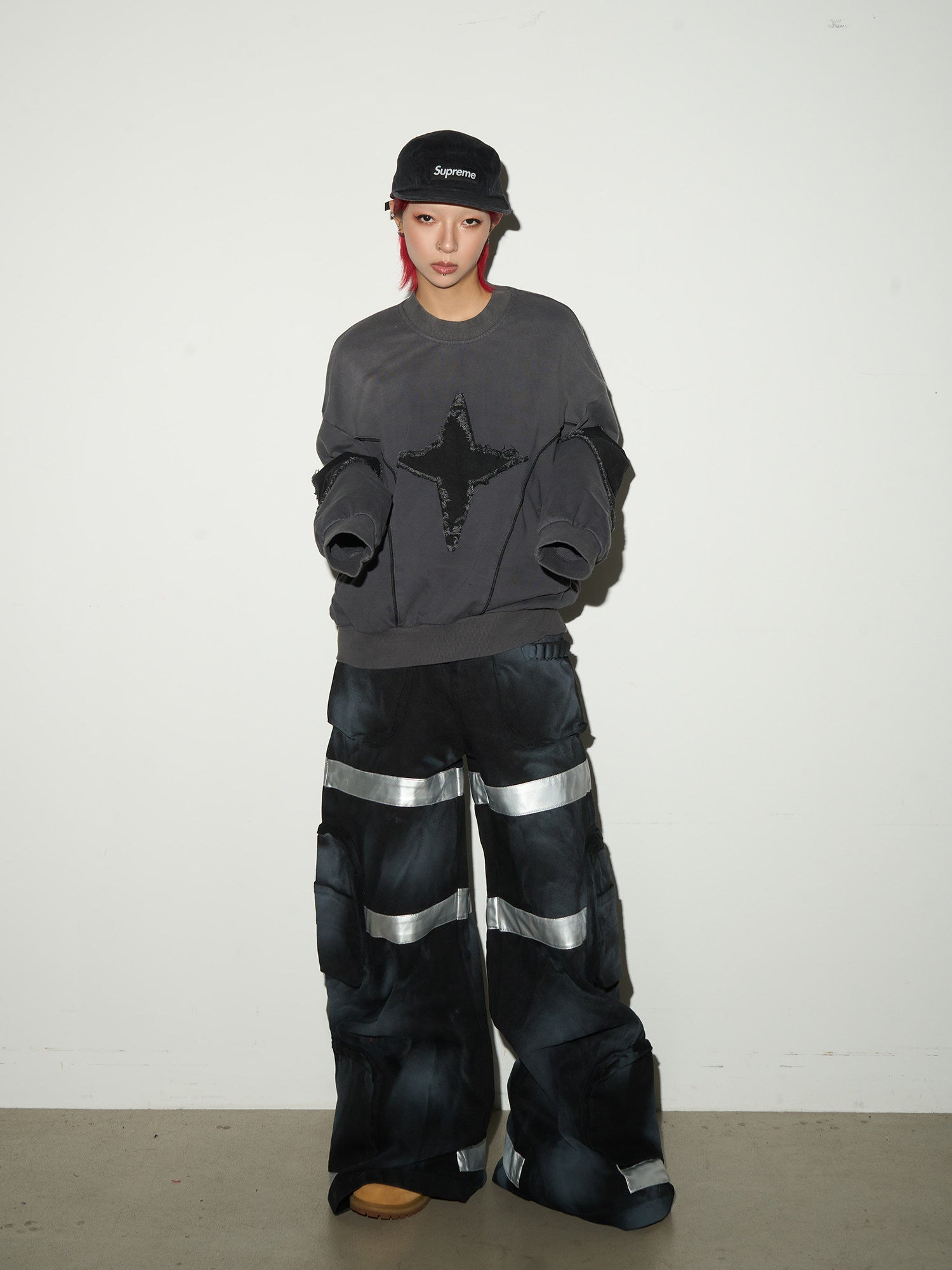 Star Damage Panel Sweatshirt