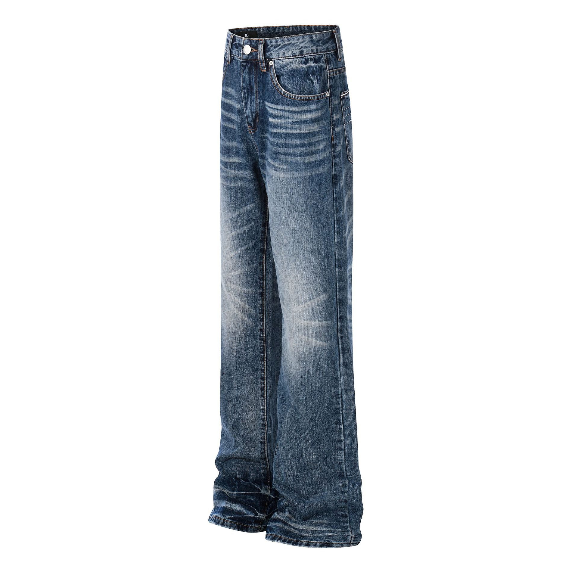 Whisker Washed Flare Denim Jeans