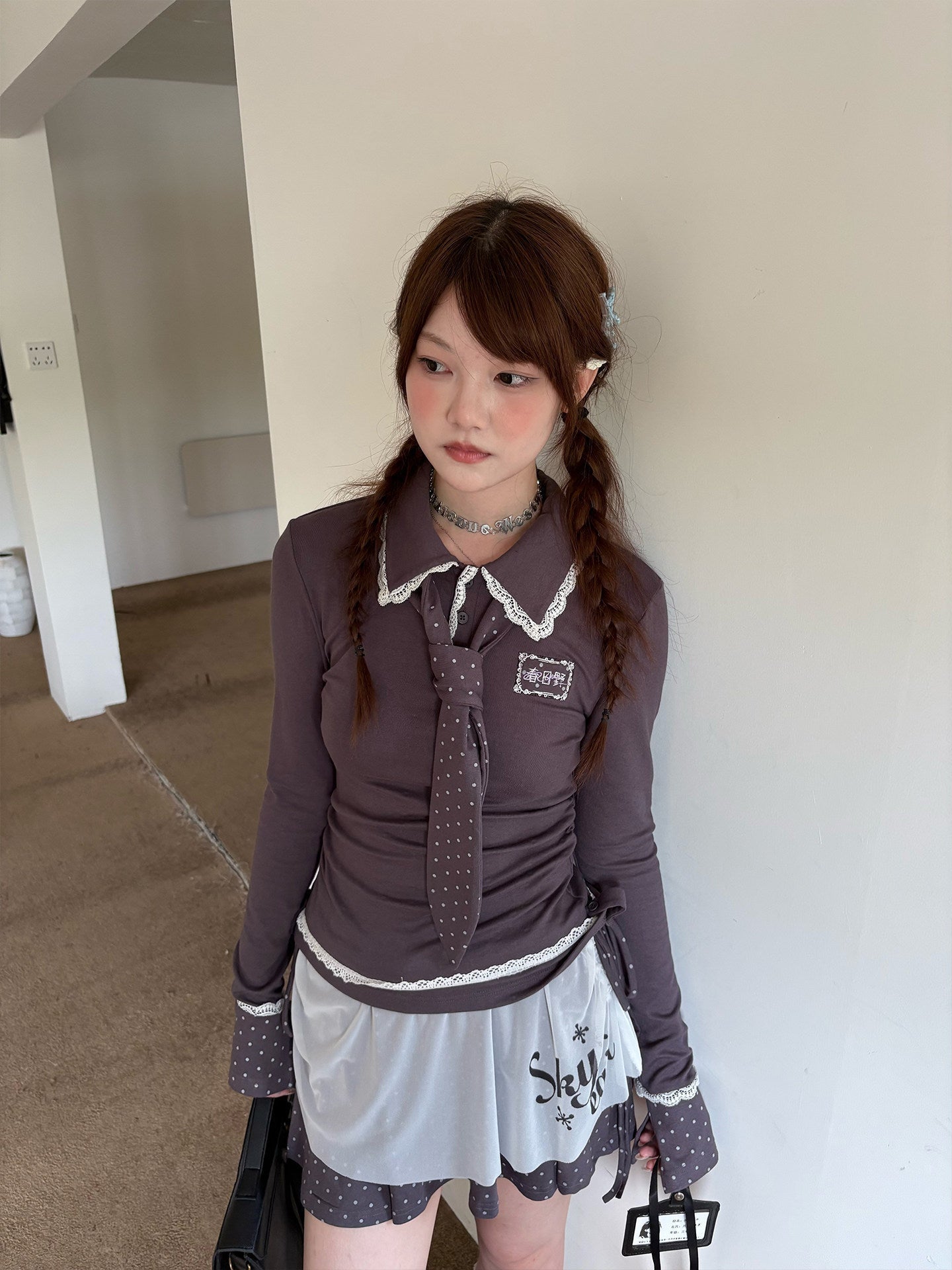 Lace Patchwork Splice Long Sleeve Shirt