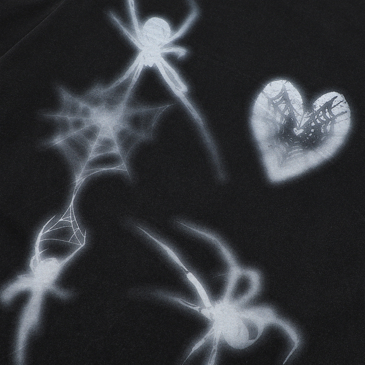 Spider Heart Print Washed T-shirt