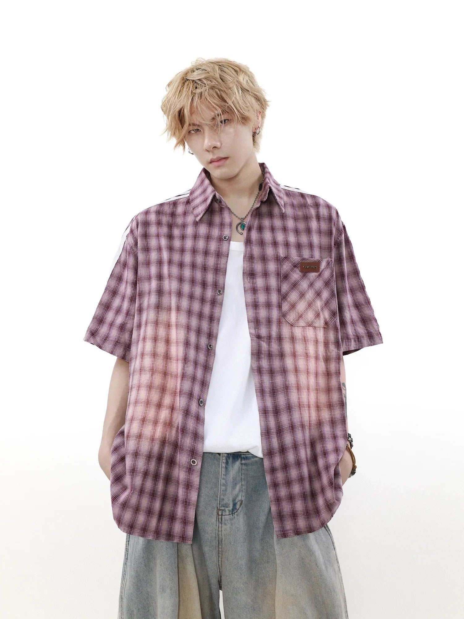 Three Bar Plaid Short Sleeve Shirt