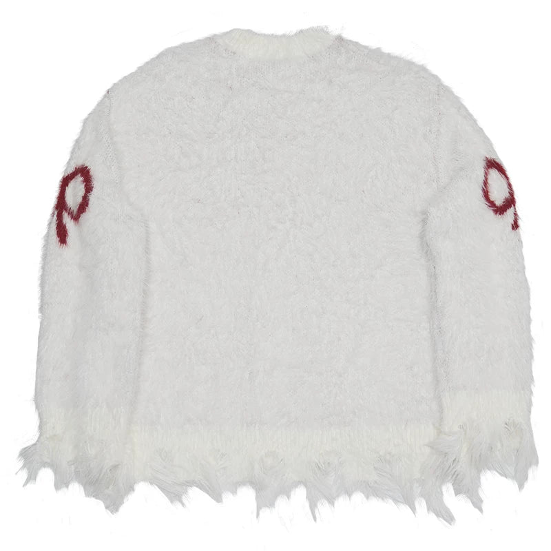 Bow Design Shaggy Knit Sweater