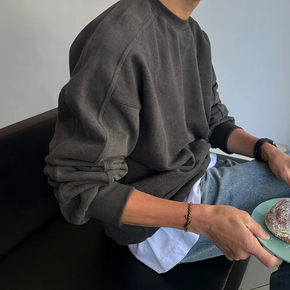 Round Neck Oversize Pullover Sweatshirt