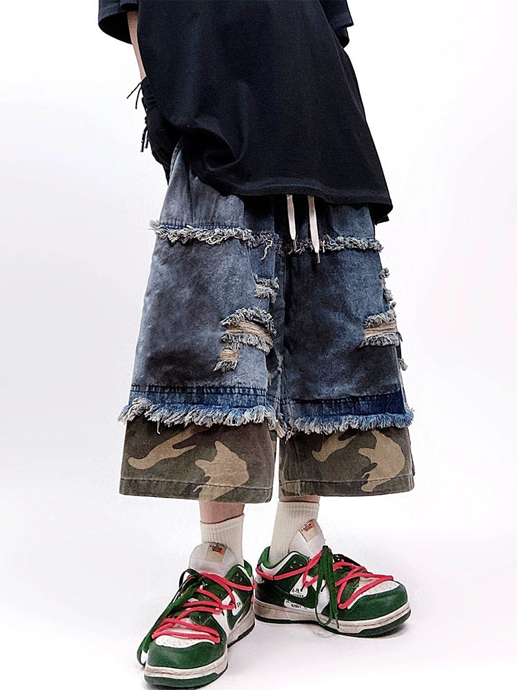 Hip Hop Camouflage Ripped Jorts
