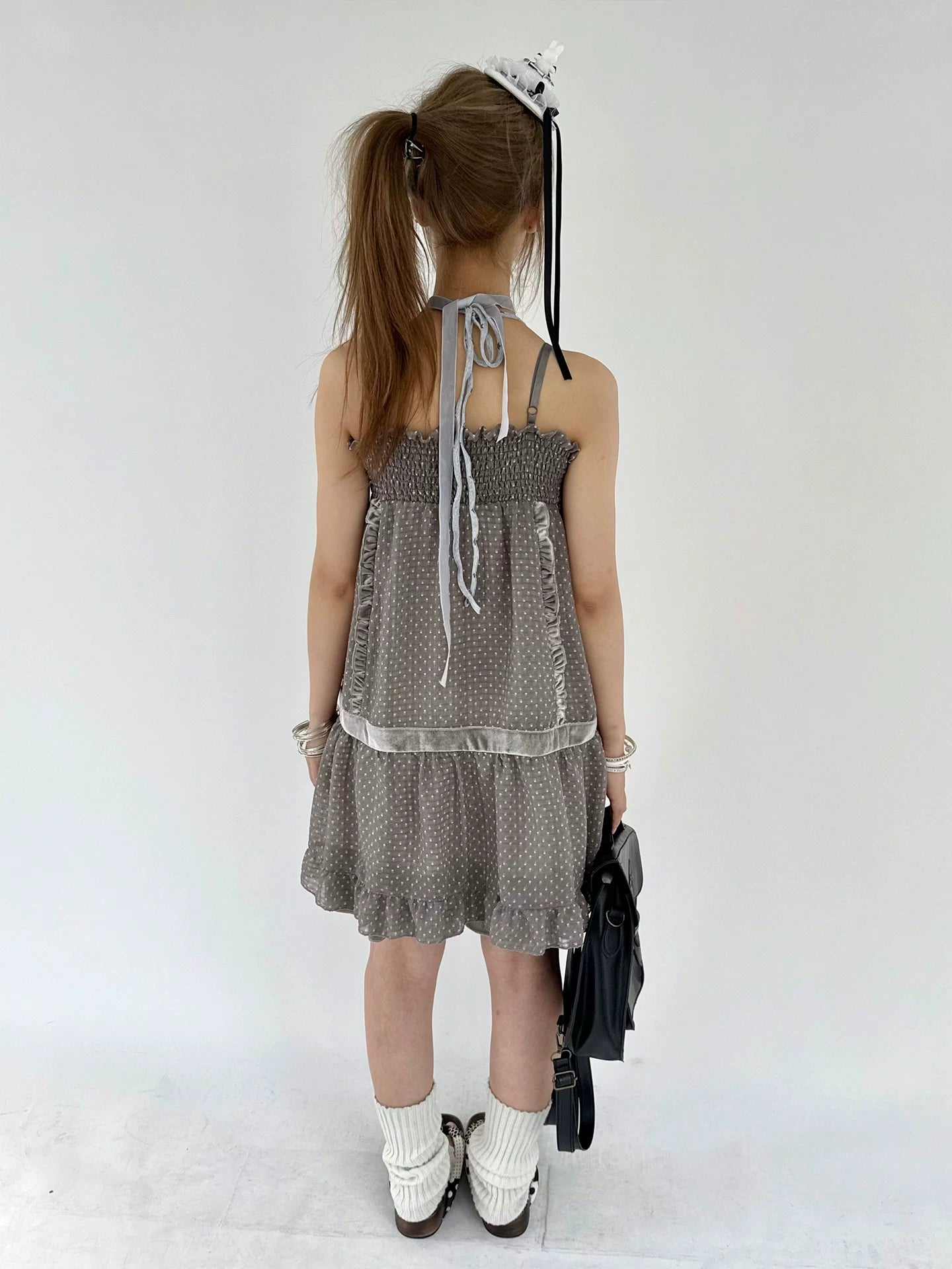 Polka Dot Patchwork Spaghetti Strap Dress