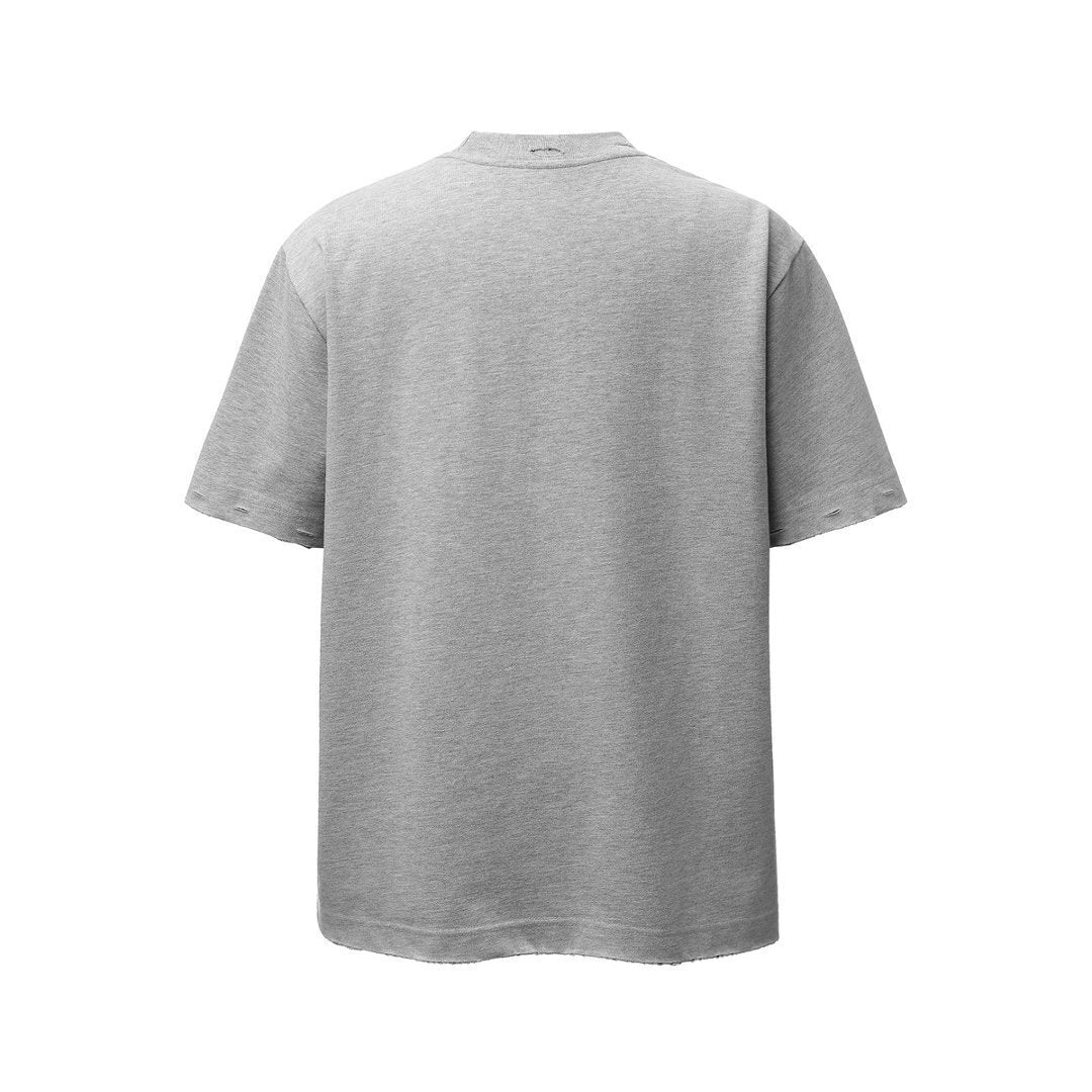 Oversize Damage Plain Short Sleeve T-Shirt