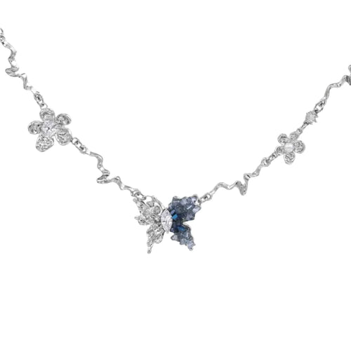 Collar de mariposa con degradado de diamantes - Silver