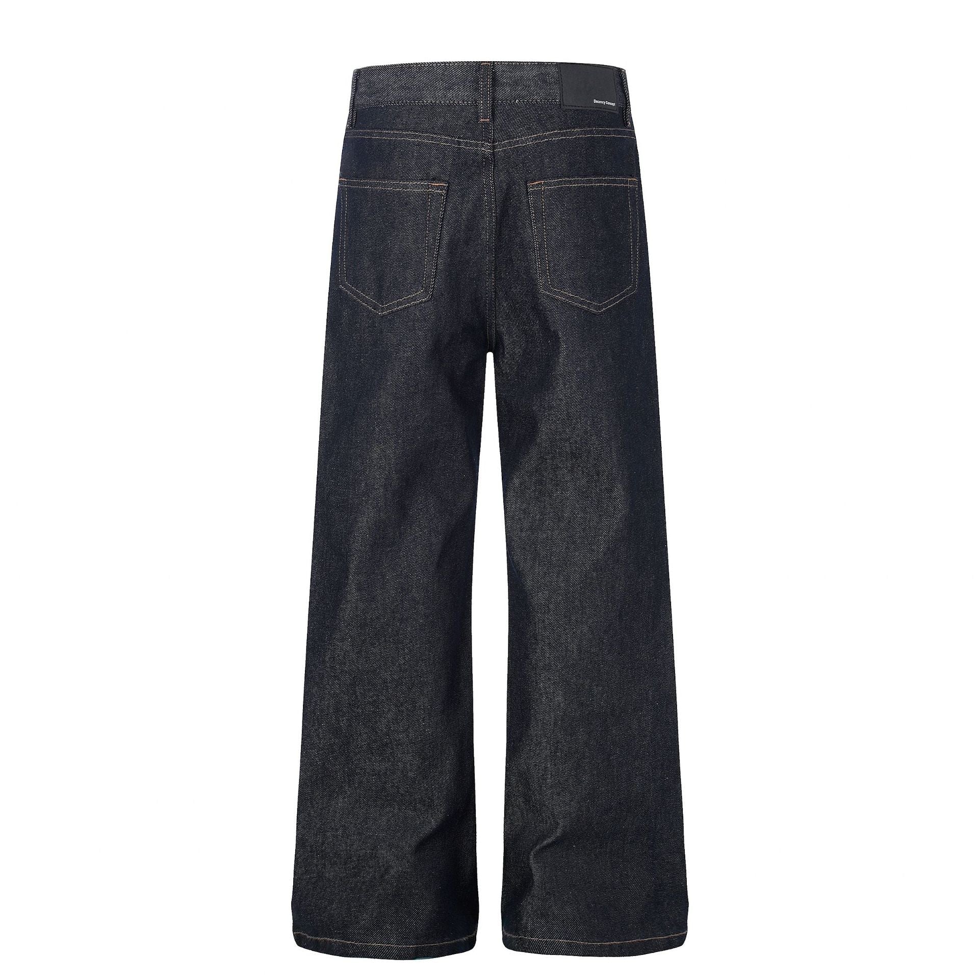 Washed Metal Buckle Wide Leg Denim Jeans