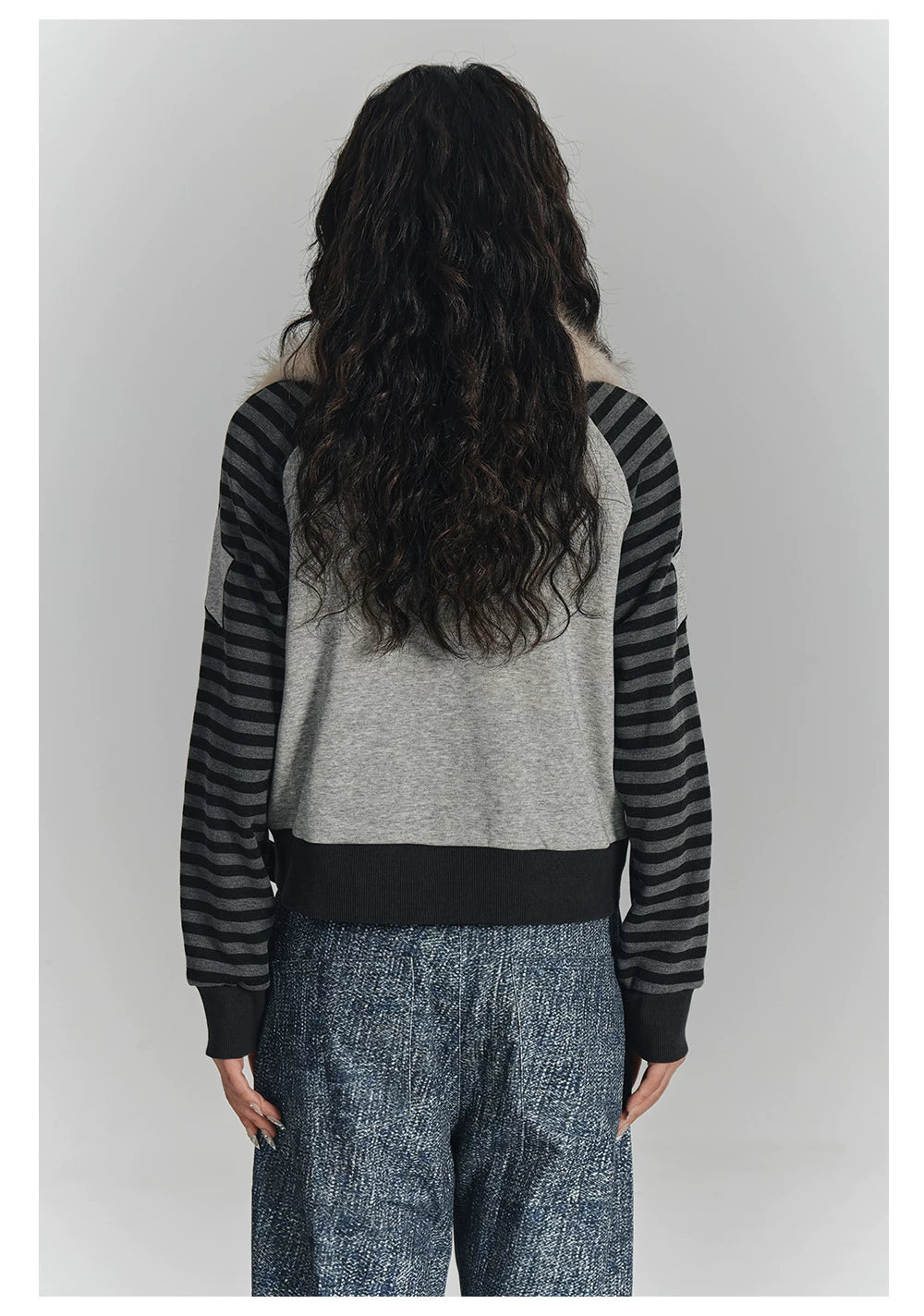 Fur Collar Patchwork Oversize Zipper Hoodie