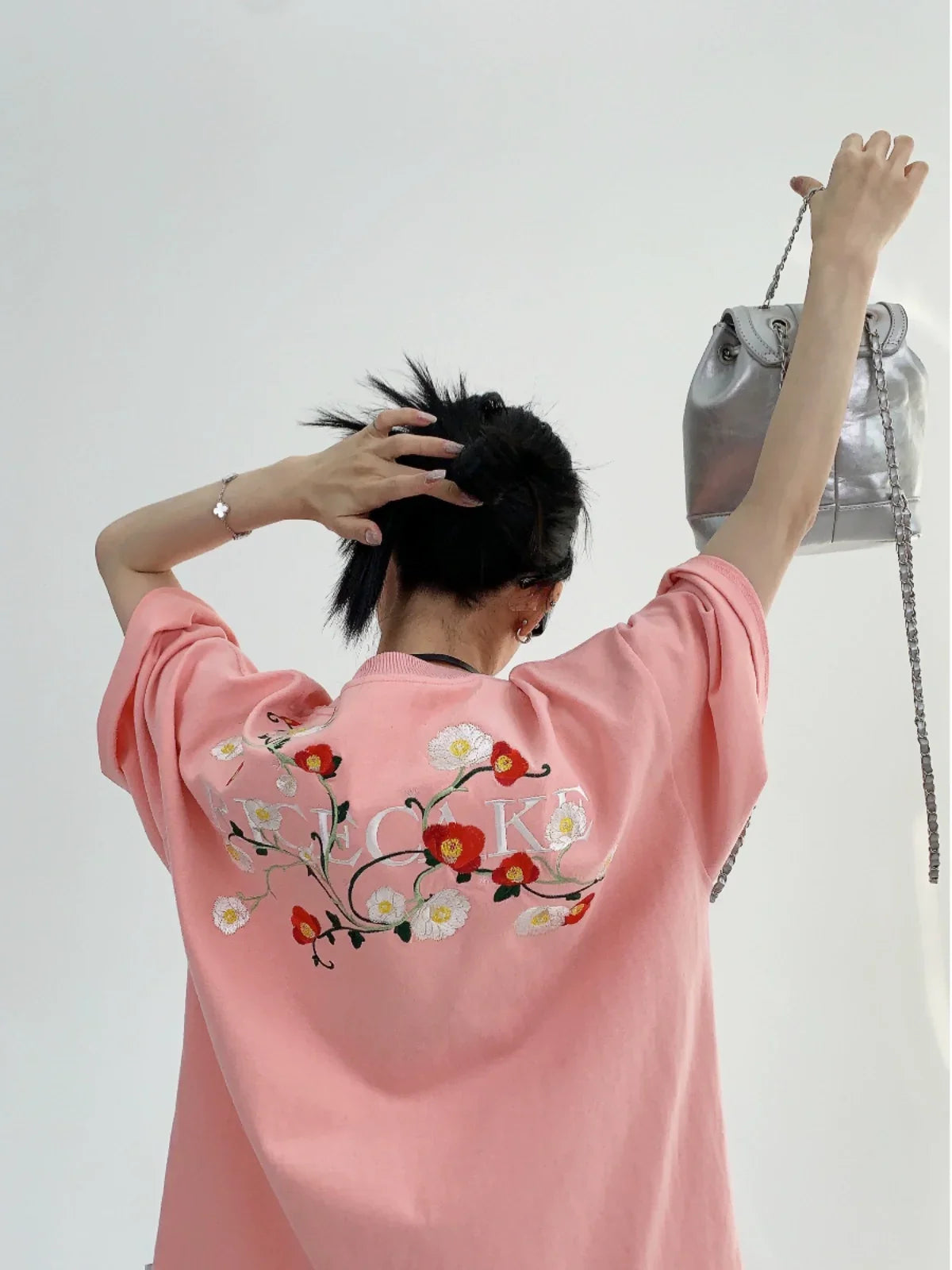 Oversized Flower Print Short Sleeve T-Shirt