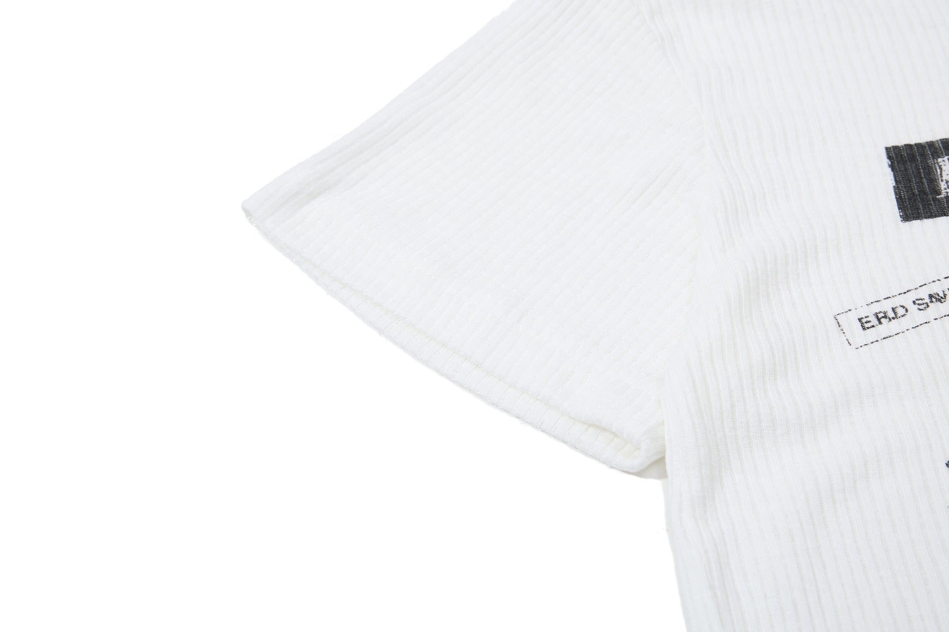 Ribbed Graphic Art Print Short Sleeve T-Shirt