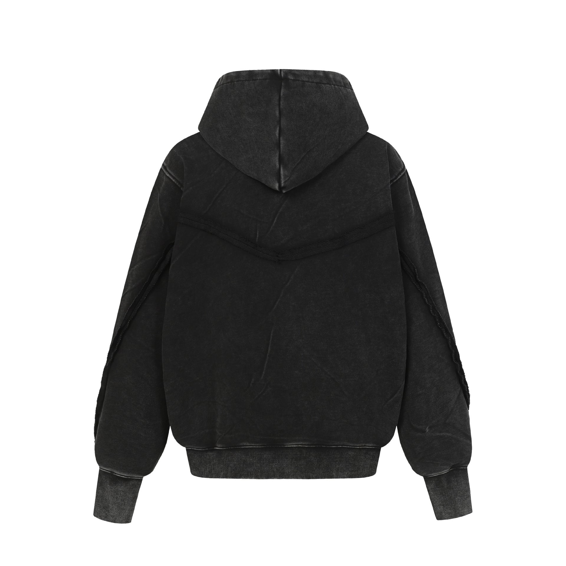 Washed Asymmetrical Zipper Detail Hoodie